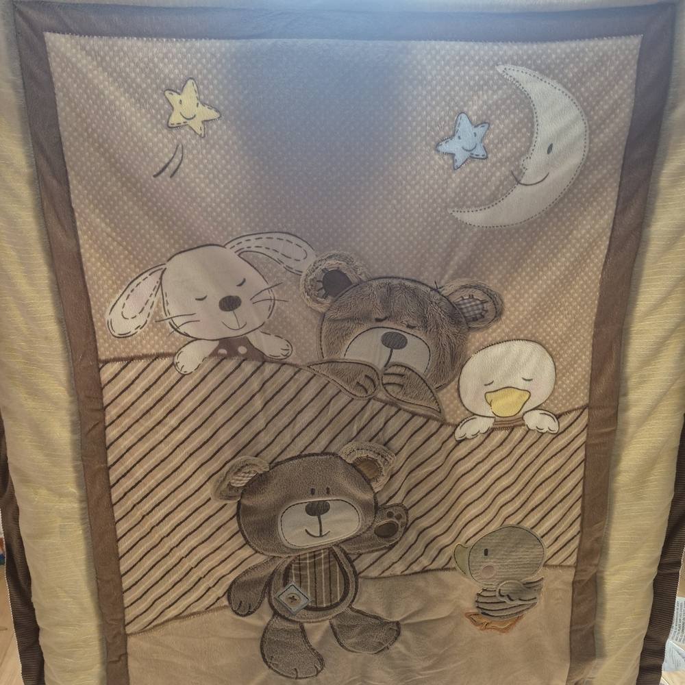 Adorable Brown and Tan Baby Blanket with Animal Design